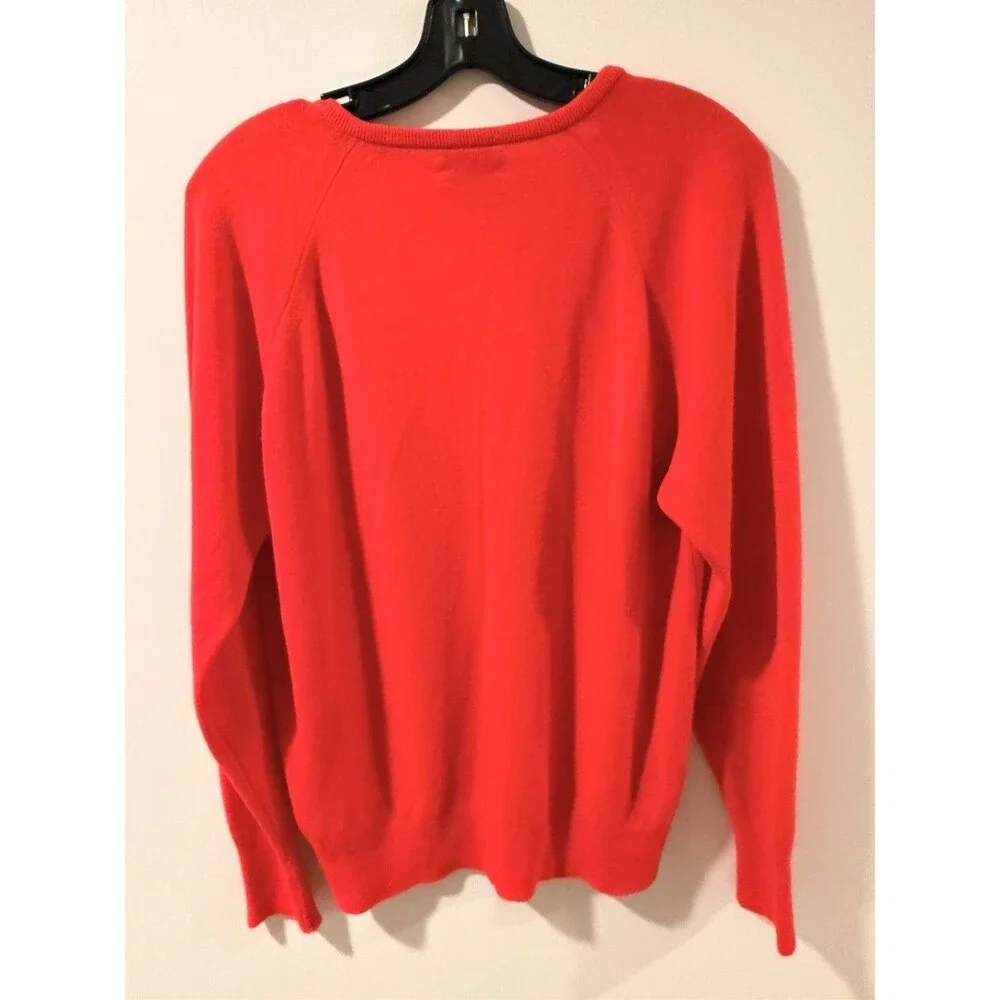 VTG Christian Dior Orlon Acrylic Knit V-Neck Pullover Red Sweater Size L